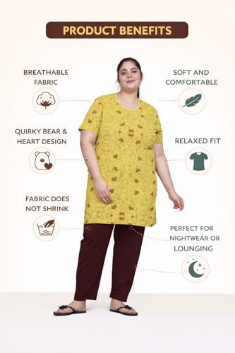 Image of RYSH Women's All-Over Printed Cotton Plus Size Longline T-Shirt with Pockets