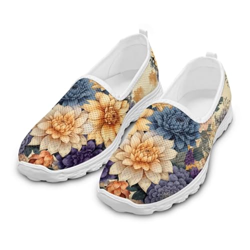 Women's Boho Mesh Flats Shoes Breathable Ballet Flat Slip-on Dress Walking Comfort Shoes