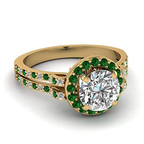 Bague galerie Diamant taille ronde en plaqué or jaune éclatant