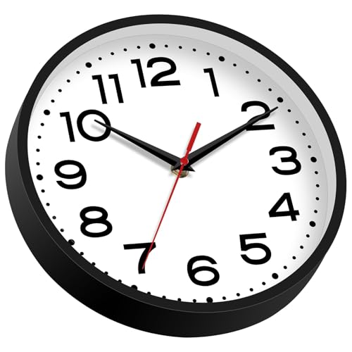 Image of Roymnie 18 Inch Wall Clock, Battery Operated Silent Non Ticking Black | analog wall clock; bold numerals for easy reading; silent non-ticking; 1 AA battery (not included); for classroom