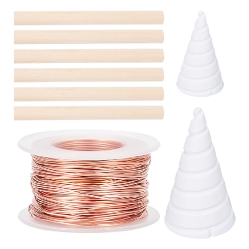 OLYCRAFT Alambre de Cobre de Calibre 20 de 40 m con 2 Plantillas de bobinado de Bobina Fibonacci y 6 estacas de Cobre para Plantas y Varillas de Cobre para Cultivar Plantas de jardín y Verduras,