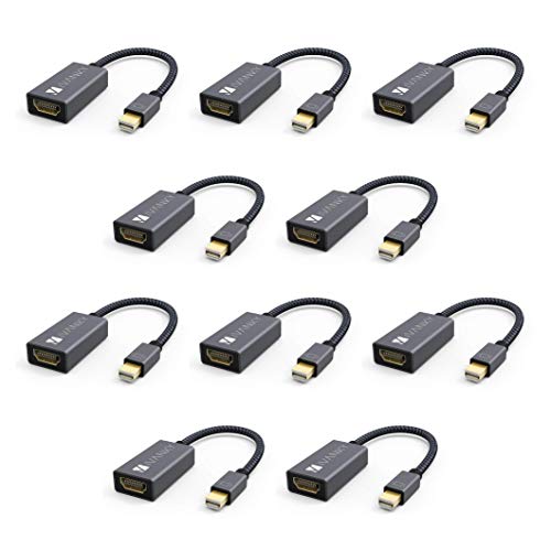 10-Pack Mini Displayport to HDMI Adapter for Projector in School, Work, Conference, iVanky Thunderbolt to HDMI Adapter for MacBook Air/Pro, Microsoft Surface Pro/Laptop, Dock, Monitor, and More - Grey