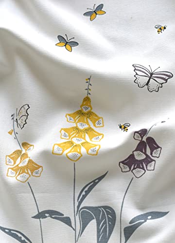 Image of Tranquebar Curtain Co. Window Curtains 5 Feet, 60-65% Room Darkening, Yellow Butterfly & Floral Print, Cotton Curtains for Window, Cotton Curtains 5 Feet Long Set of 2, BackTabs, Titli (152 cm)