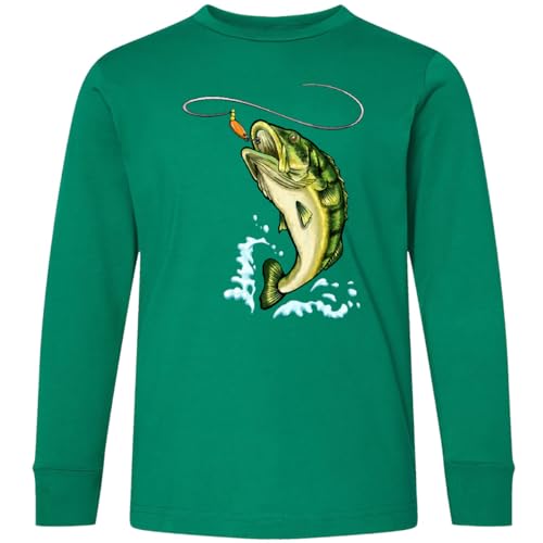 inktastic Leaping Bass Fish Youth Long Sleeve T-Shirt