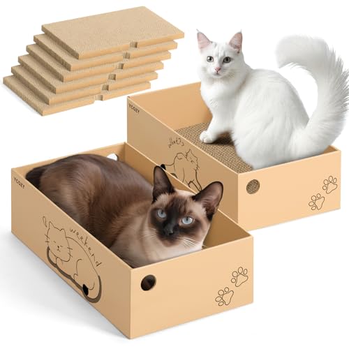 Ycozy Cat Scratcher with 2 Boxes, 6 PCS Replacement Reversible