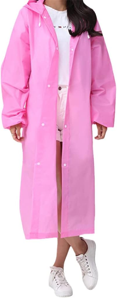 Reusable Raincoat Women Men Outdoor Rainwear Frosted Thickened Adult Clear Portable EVA Hooded Rain Jacket