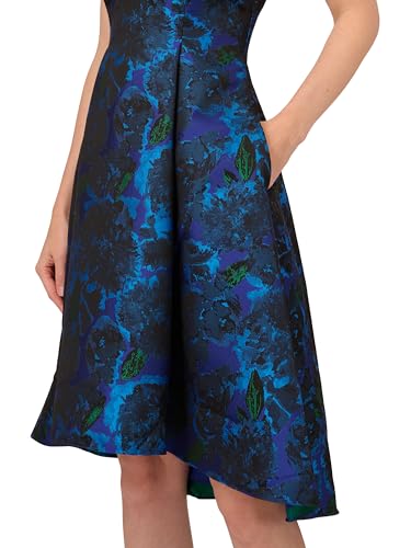 Image of Adrianna Papell Printed Jacquard High-Low Hem Party Dress