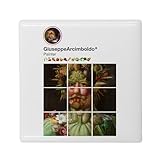 Aimant Frigo Céramique Carré   Arcimboldo Réseaux Sociaux Peintre Nature Morte   Format 5x5cm  Magnet Décoratif Souvenir pour Réfrigérateur et Tableau Magnétique Imprimé en France
