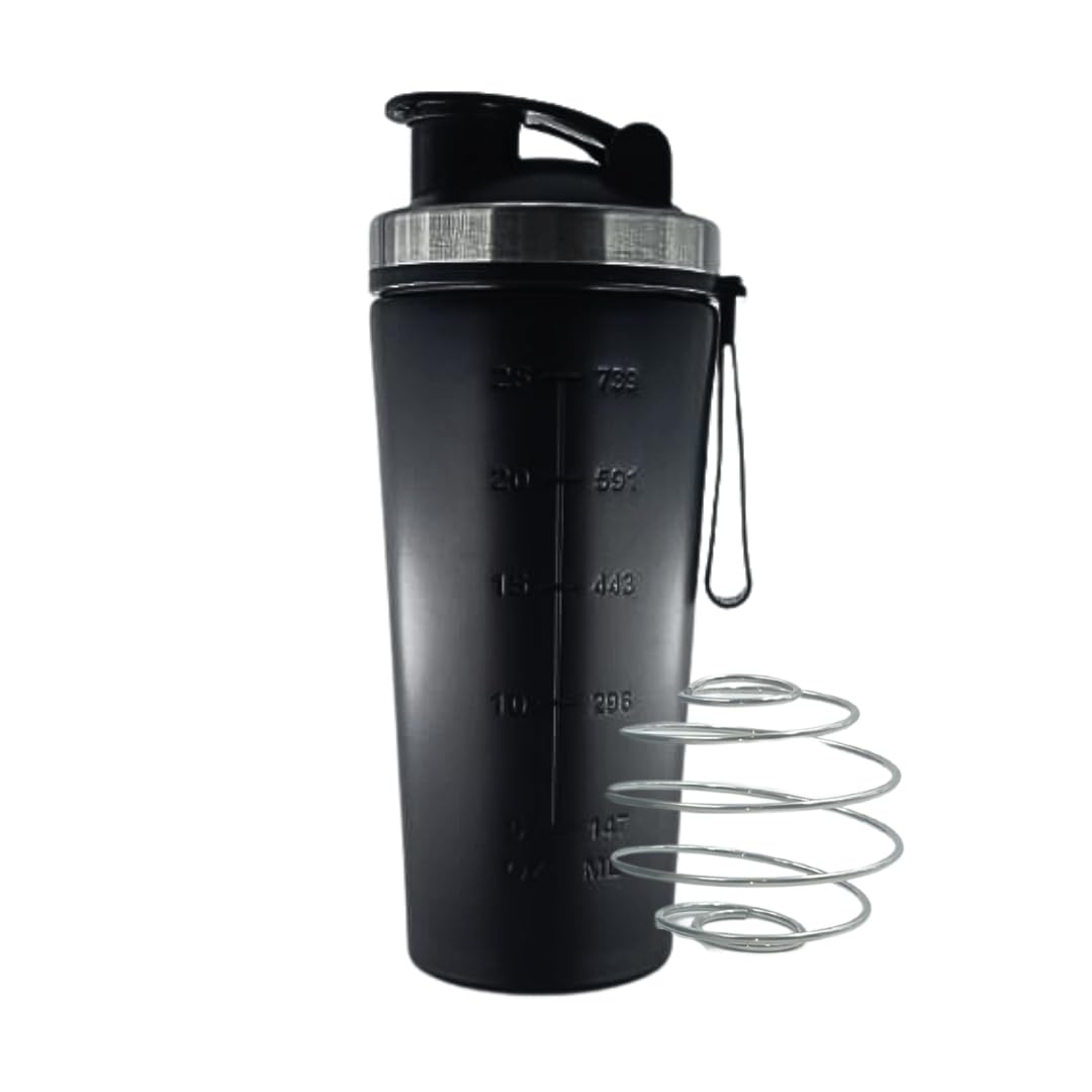 VOIK Premium 800ml Gym Shaker Bottle - Natural Matte Finish Stainless Steel with Black Coating, Food Grade Steel, with Carrying Strip and Mixer Ball Supplements Shakers (B0DCSS24ZM) Amazon Price History, Amazon Price Tracker