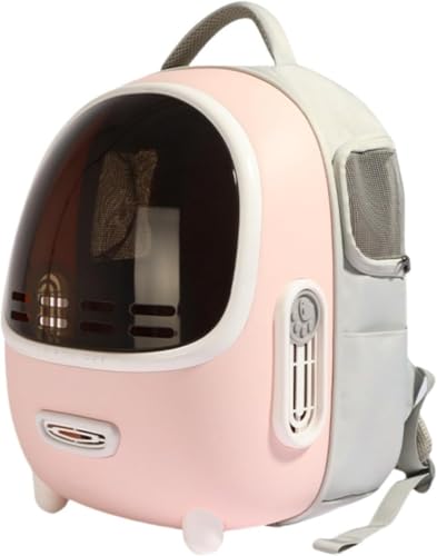 VGVG犬 猫用キャリーバッグ 軽量 人間工学に基づいた設計 お出かけバック 内蔵温湿度計 換気機能付き 通気性 8kg対応 散歩 旅行 花見 小型犬用 ペット ペットリュック バック 猫 犬 いぬ ねこ 通院 (ピンク,ふつうばん)