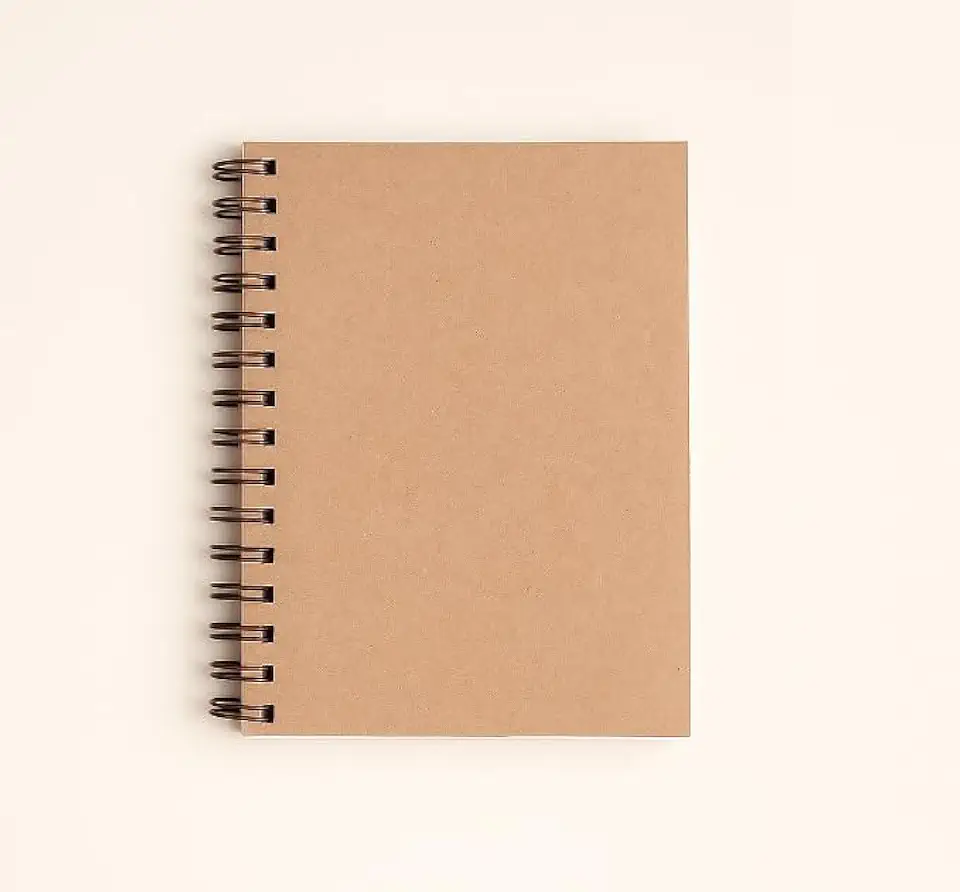 Caderno Folhas Brancas 90g Capa Kraft Wire-O com 100 Sem Pauta, Capa Dura, Abertura 360°, Páginas Removíveis, Ideal para Estudos, Desenho, Anotações, Planner, Diário, Bullet Journal e Escritório (A5 148x210mm)