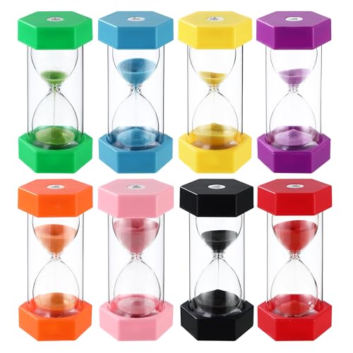 Minuteur sablier 8 Couleurs,Sablier Colore kit,Sablier pour Enfant,Apprentissage,Jeu,sablier de chronométrage,1/3/5/8/10/15/20/30 Minutes,Bureau,Accessoires de décoration de la Maison