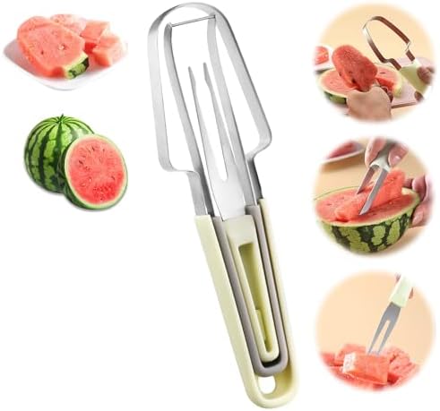 MAEXUS 2-in-1 Wassermelonen Schneider Mit Gabel - Edelstahl Obstschneider