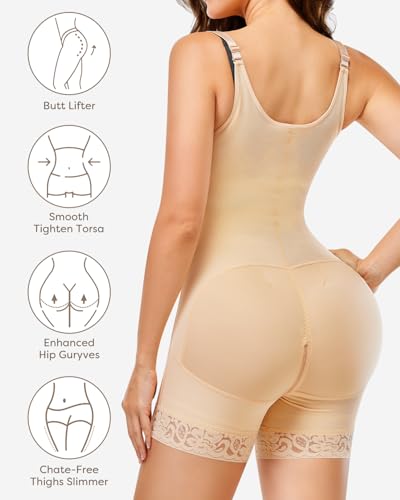 Image of Tank Bodysuit for Women Tummy Tucker Shapewear Butt Lifter Body Shaper Compression Bodysuit