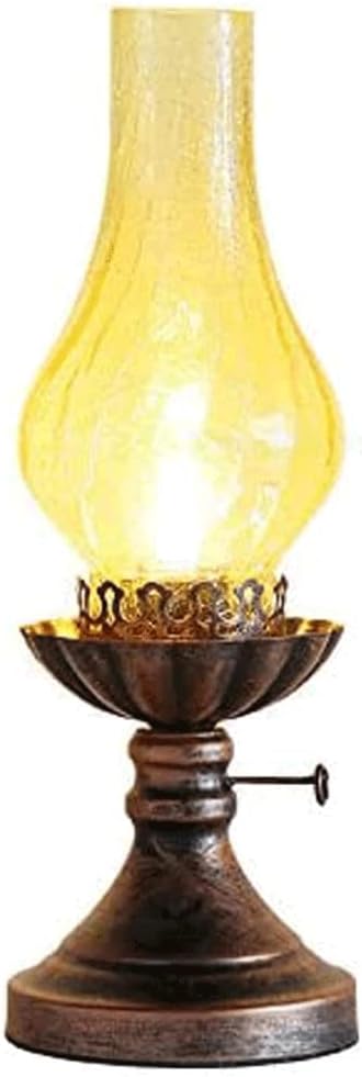 Electric Glass Kerosene Oil Lamp Vintage Table Lamp Iron Oil Lamps Hurricane Lamp Table Decor Kerosene Lantern
