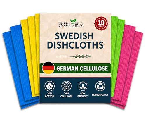 Image of 10 Pcs Multicolor Swedish Dishcloths for Kitchen, Washable German Cellulose
