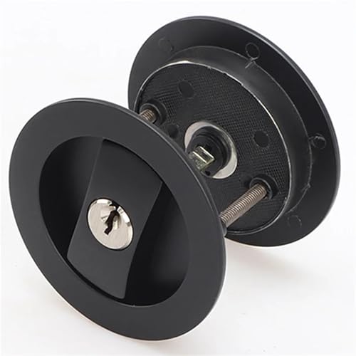 Juego de 3 Cerraduras para Puertas Empotradas negras con Llaves, Hardware Contemporáneo de Privacidad para Puertas Correderas Redondas miniatura 1