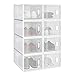 WOLTU Regał na buty z 8 pojemnikami na buty, z zapięciem magnetycznym, regał wtykowy z tworzywa sztucznego, 25 x 19 x 35 cm, przezroczysty, biały, SRX11tp