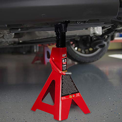 Image of BIG RED T43006 Torin Steel Jack Stands (Fits: SUVs and Extended Height Trucks): 3 Ton (6,000 lb) Capacity, Red, 1 Pair