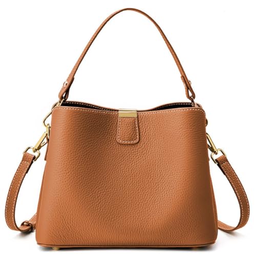 Image of Small Women Soft Genuine Leather Shoulder Bag Crossbody Purses for Lady Bucket Handbag