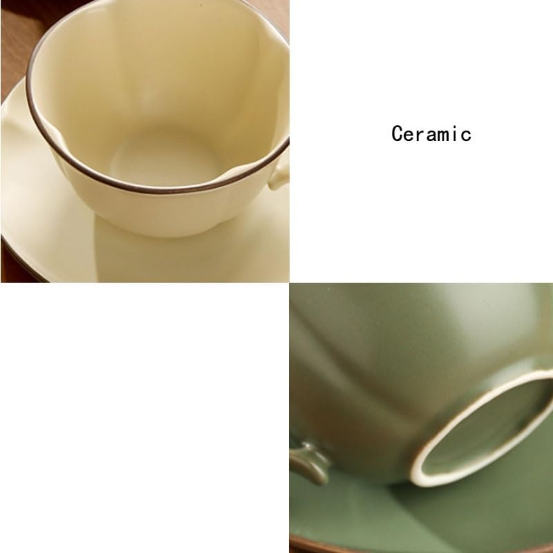 Porcelanowy kubek do kawy ze spodkiem, Światło Zestaw ceramicznych filiżanek do kawy i spodków Kubek popołudniowej herbaty Latte(Style3)