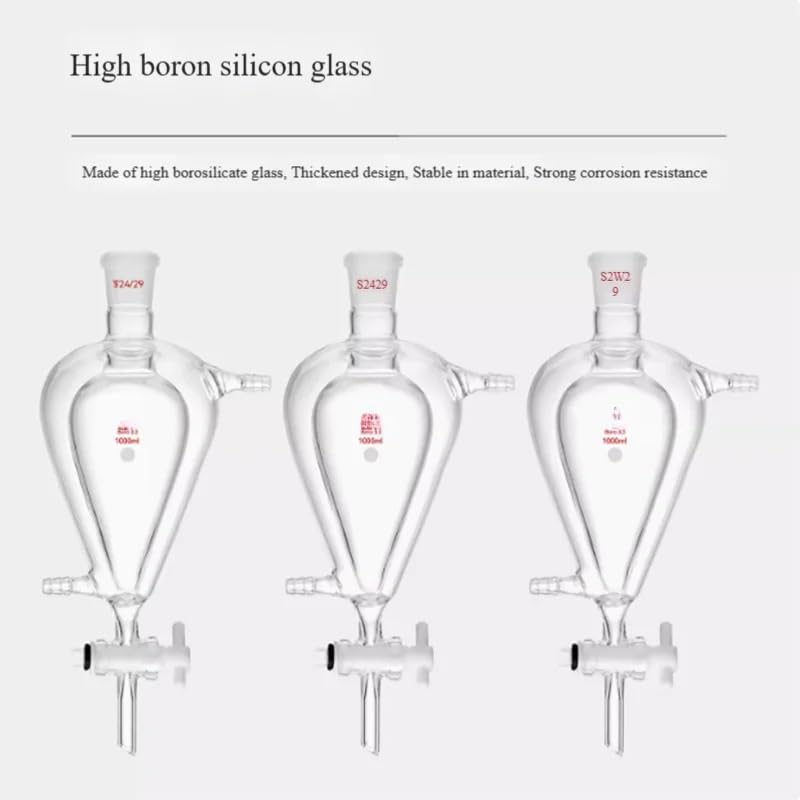 Embudo de separación de líquidos de doble capa en forma de pera - Pistón esférico cónico de vidrio tetrafluoro (100 ml, 125 ml, 250 ml) | 60ml