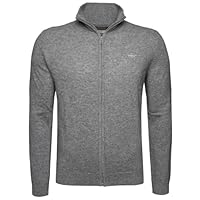 Gant Cardigan zippé en Laine d'agneau Extrafine pour Homme, Gris foncé mélangé, 3XL