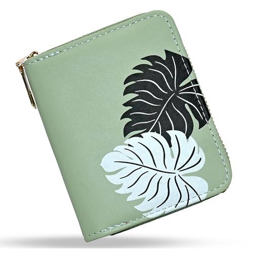 Image of Valerie Women Small Wallet Wallets For Girls Credit Card Holder Coin Purse Zipper Small Secure Card Case Cute Wallets Mini Wallets For Women (Green Color)