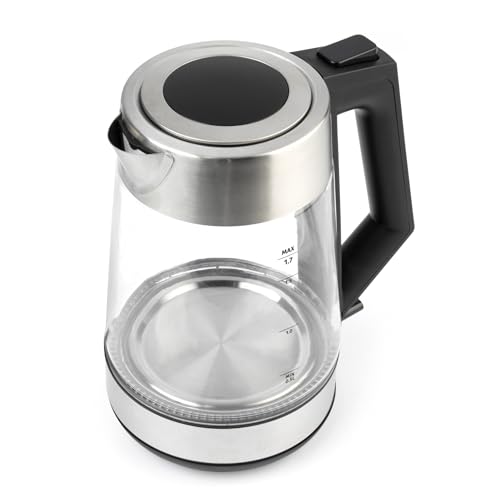 Salter Colour Changing Glass Kettle – 1.7L Rapid Boil Transparent Kettle With Capacity Markings, Led Lights From Blue To Red, Bpa-Free, Limescale Filter, Flip-Top Lid, 360º Swivel Base, 2200W - 8