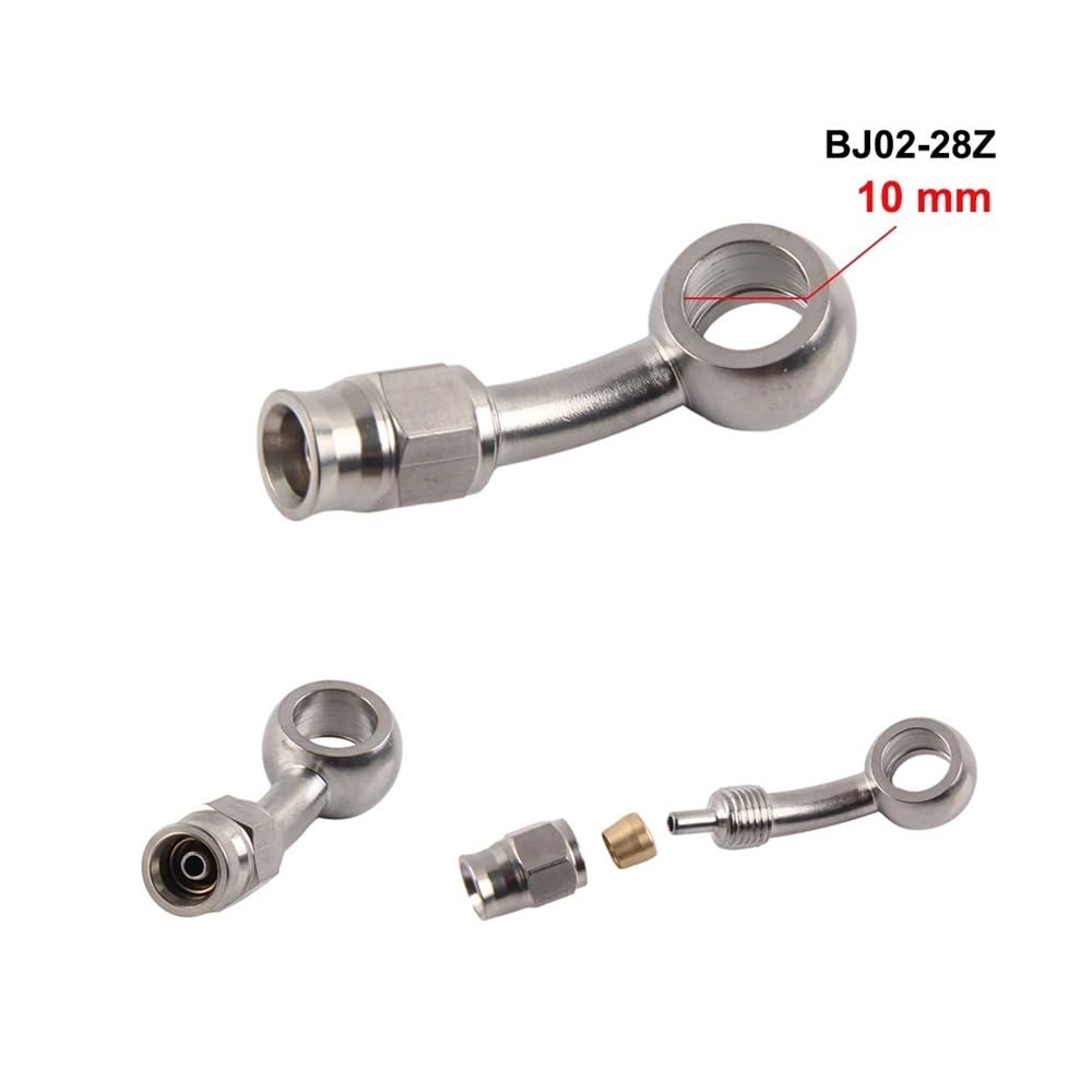 parties Raccord banjo AN3 M10x1 en acier inoxydable 10 mm, compatible avec les flexibles de frein hydrauliques de motos.(BJ10)