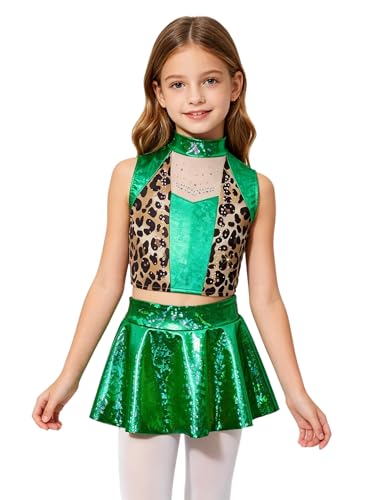 Tenue danse jazz filles renvena patchwork avec strass et jupe performance