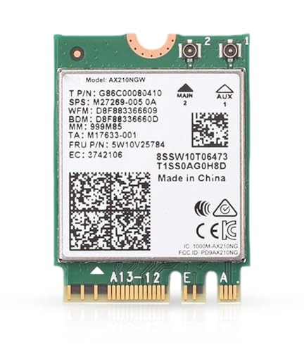 Image of WiFi 6E Adapter for Intel AX210 | Tri-Band 2.4 /5 /6 GHz | Up to 2.4 Gbps | M.2 for PCs | Bluetooth 5.3 Compatible | Works with Intel, AMD, Windows 10 /11, Linux | Model AX210NGW No vPro