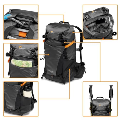 Lowepro PhotoSport BP 15L AW III, Hiking Backpack with Side Access, Removable Camera Insert and Accessory Strap System, Grey, for Mirrorless Camera