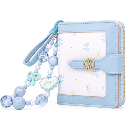 Busnos Portefeuille Femme avec Boucle dans Bleu, Organiseur avec Grand Compartiment à Monnaie et Nombreux Compartiments pour Cartes, Porte-Monnaie en Cuir PU