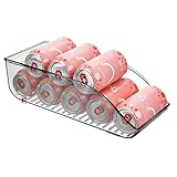 mDesign Cajas de almacenaje para frigorífico y armarios de cocina – Contenedores de plástico con capacidad para 9 latas – Práctico organizador de nevera – gris humo