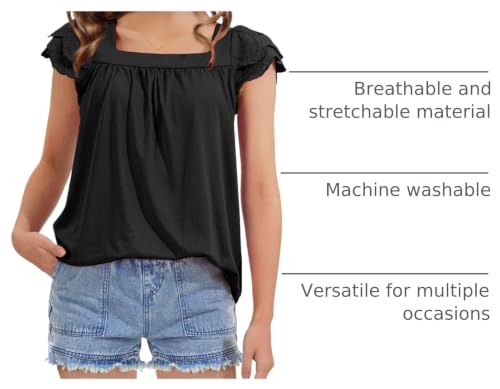 Image of KEREDA Girls Short Sleeve Shirts Summer Tops Girls Clothes 5-14 Years