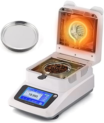 Bonoutil Moisture Analyzer 110g x 1mg 0.01% Readability Touch Screen Lab Moisture Balances with 20PCS Aluminum Sample Pan 110V