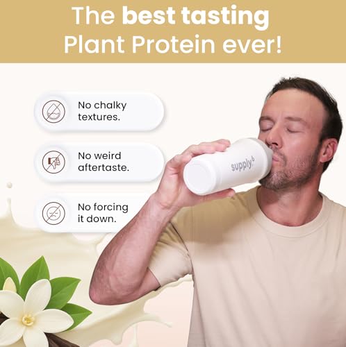 Image of Supply6 Plant Protein Powder | 24g Vegan Protein for Muscle Gain & Recovery | Pea & Rice Protein | No Bloating, Easy Digestion | With Probiotics & Fibre | Zero Sugar (500g, Vanilla)