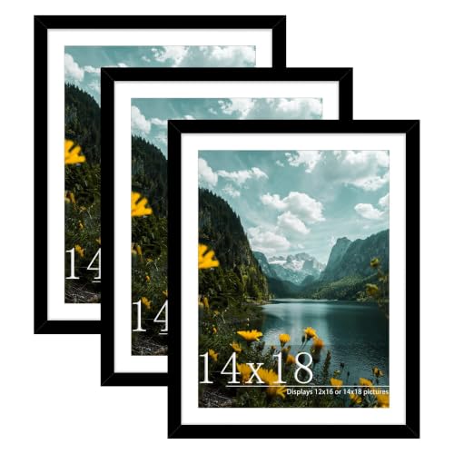 Image of Picrit 14x18 Black Picture Frame, Poster Frame for Wall, 3 Pack