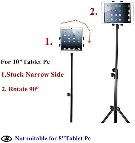 BNTTEAM Portable Universal Floor Tablet Tripod Mount Stand with bracket holder adapter for all 7" to 10" Tablets,Rotatable 360°Height Adjustable Displays Photos Movies Videos + BAG