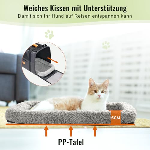 Morpilot Katzentransportbox für große Katzen und Welpen bis 7kg, Katzenbox Hundetasche mit Sicherheit Reißverschlüsse Faltbare Schale, Transportbox Katze Hunde für Der Gang zum Tierarzt Auto Fugzeug