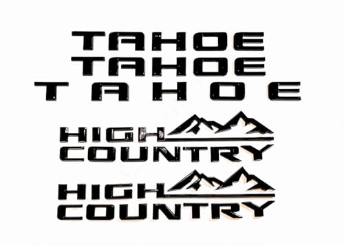 Image of Door Rear Tailgate Badge Nameplate 3D Emblem Replacement for 2021+ Tahoe High Country 5pcs (Gloss Black)
