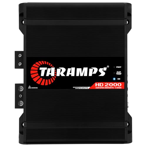 Taramps HD 2000 Black 4 Ohms 1 Channel 2000 Watts RMS MAX, Digital Amplifier Car Audio, Monoblock, LED Monitor Indicator, Class D, Crossover, 2k amp, Full Range, Sound Quality