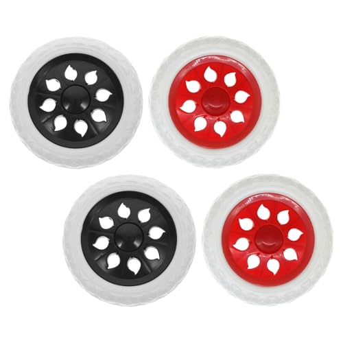 Roues silencieuses pour chariot de courses pliable kit de 4 pièces bicolores avec essieu