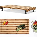 Prosumer's Choice Dual-purpose Bamboo Stovetop Cover Workspace and Countertop Cutting Board with Adjustable Legs