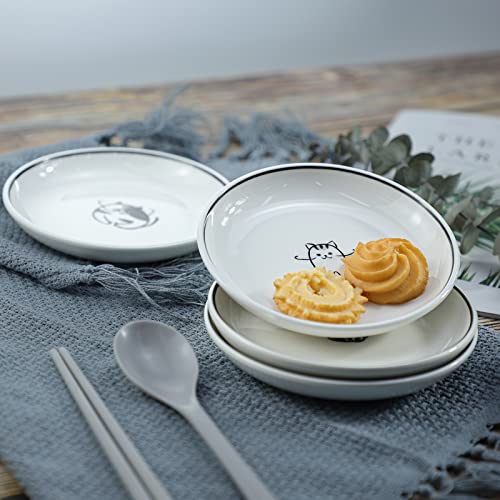 SOCOSY Süßer Cartoon-Hund Keramik Gewürzschalen Sauce Schüssel Sushi Dip Schüssel Vorspeise Teller Teebeutel Halter Servierschale für Küche 12,7 cm katze