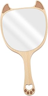 FOMIYES Wood Handle Mirror Wooden Handle Vanity Mirror Travel Makeup Mirror Handheld Mirror for Women Wood Handheld Mirror Miss Wooden Mirror Make up Girl Cosmetics Mirror