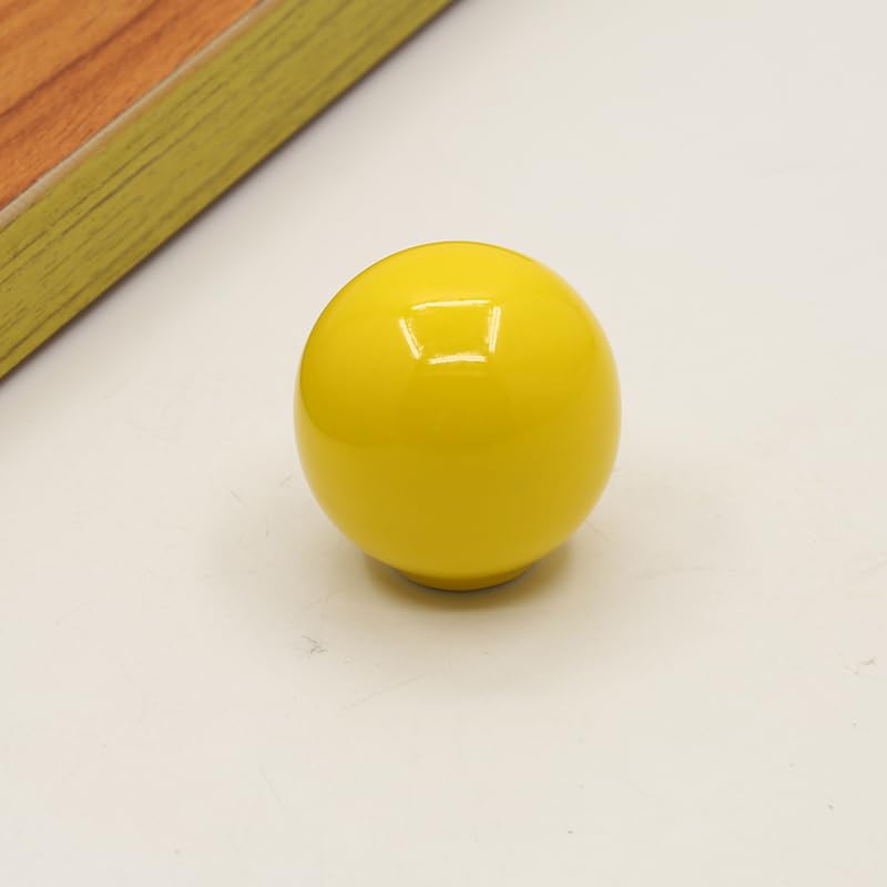 Image of 5 Colors, 1 Each Colorful Ceramic Cabinet Door Handle Wardrobe Drawer Round Ball Single Hole Dressing Tables Furniture Handle Pull (1, 5 Colors, 1 Each red Orange Yellow Green Blue)