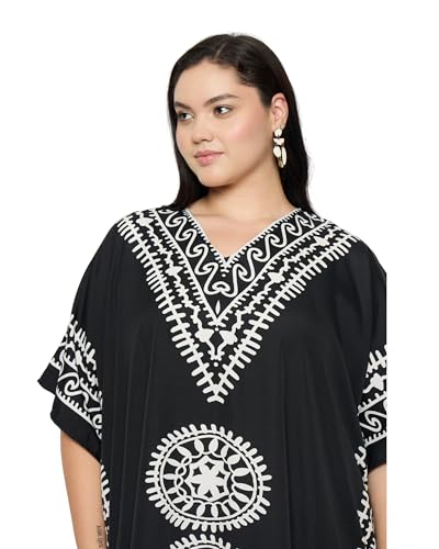 Image of Gypsie Blu Women Plus Size Kaftan Dress Beach Cover Up Maxi Dresses for Women, V-Neck Kimono Sleeve 1X-3X