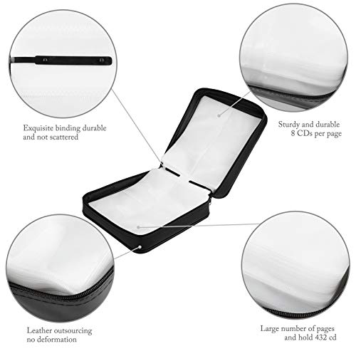 COOFIT DVD Storage-CD Case 432 Capacity CD Storage Hard Plastic DVD Case Portable Durable CD Organizer Wallet Protective CD Case Holder Black for Car Home DVD Collection - Thumbnail 7